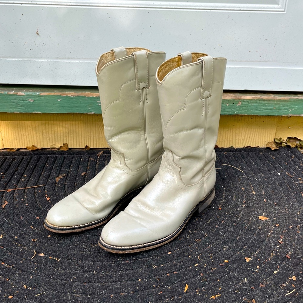 Vintage White Tony Lama Justin Boots
